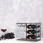 MOOACE Freestanding Wine Rack for 6 Bottles & Glasses