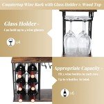 MOOACE Freestanding Wine Rack for 6 Bottles & Glasses
