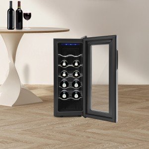 12-Bottle Freestanding Black Wine Cooler