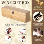 Wooden Wine Gift Box with 4 Accessories Set