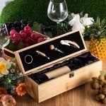 Wooden Wine Gift Box with 4 Accessories Set