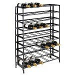 Black Freestanding Wine Rack - 9-Tier Storage for 54 Bottles