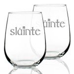 Irish Cheers Stemless Wine Glass Set of 2