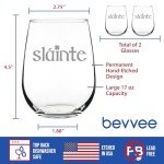Irish Cheers Stemless Wine Glass Set of 2
