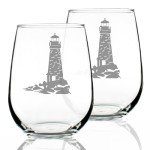 Nautical Stemless Wine Glasses Set of 2