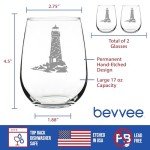 Nautical Stemless Wine Glasses Set of 2