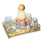 Diamond-Shaped Whiskey Decanter Set with Tray