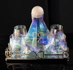Diamond-Shaped Whiskey Decanter Set with Tray