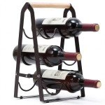 Black Wooden 6-Bottle Countertop Wine Rack