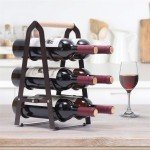 Black Wooden 6-Bottle Countertop Wine Rack