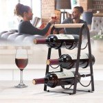 Black Wooden 6-Bottle Countertop Wine Rack