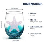 Seashells Stemless Wine Glasses Set of 4