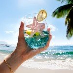 Seashells Stemless Wine Glasses Set of 4