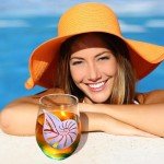 Seashells Stemless Wine Glasses Set of 4