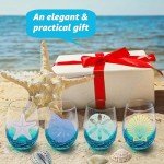 Seashells Stemless Wine Glasses Set of 4
