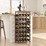 28-Bottle Solid Wood Wine Rack with Tabletop