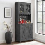 YITAHOME 67" Tall Farmhouse Wine Bar Cabinet