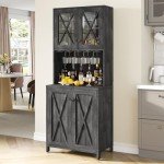 YITAHOME 67" Tall Farmhouse Wine Bar Cabinet