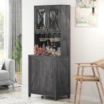 YITAHOME 67" Tall Farmhouse Wine Bar Cabinet