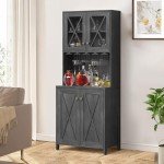 YITAHOME 67" Tall Farmhouse Wine Bar Cabinet