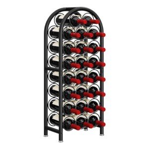 Freestanding Black Wine Rack for Home Storage