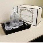 Ribbed Glass Water and Whiskey Carafe Set