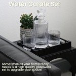 Ribbed Glass Water and Whiskey Carafe Set
