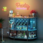 Zarler LED Bar Cart with Power Outlet and Storage