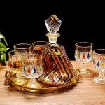 Colored Crystal Whiskey Decanter Set with Glasses