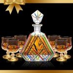 Colored Crystal Whiskey Decanter Set with Glasses
