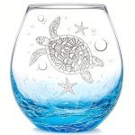 Unique Sea Turtle Stemless Wine Glass - 19 Oz