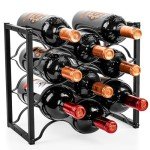 9-Bottle Modern Black Metal Wine Rack