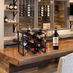 9-Bottle Modern Black Metal Wine Rack