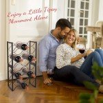 9-Bottle Modern Black Metal Wine Rack