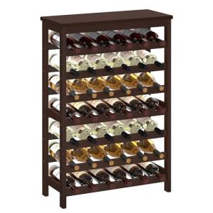 42-Bottle Bamboo Wine Rack with Tabletop Storage