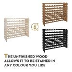 Stackable 8-Tier Wooden Wine Rack for 96 Bottles
