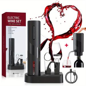 Electric Wine Opener Set with Pourer and Stopper