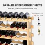 72-Bottle Modular Bamboo Wine Rack Display Shelf