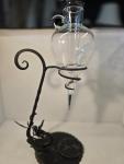 Etched Glass Wine Aerator with Wrought Iron Dispenser