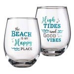 Lillian Rose Clear Wine Glasses Set - Beach Life