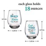 Lillian Rose Clear Wine Glasses Set - Beach Life