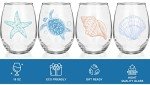 Coastal-Themed Stemless Wine Glass Set, 4 Pieces