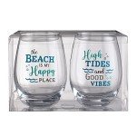 Lillian Rose Clear Wine Glasses Set - Beach Life