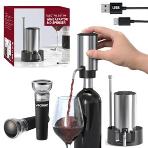 Rechargeable Electric Wine Aerator and Dispenser Set