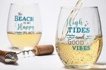 Lillian Rose Clear Wine Glasses Set - Beach Life