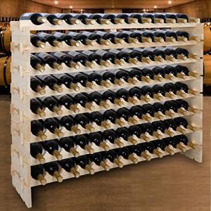Stackable 8-Tier Wooden Wine Rack for 96 Bottles