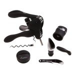 Rabbit 6-Piece Black Wine Opener Set