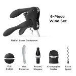 Rabbit 6-Piece Black Wine Opener Set