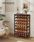 42-Bottle Bamboo Wine Rack with Tabletop Storage