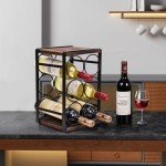 Rustic Wood Wine Rack for 6 Bottles